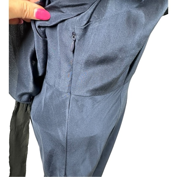 Gryphon Belle Maxi Dress 100% Silk Belted Navy Blue H11SE465 Size Small - Picture 10 of 15